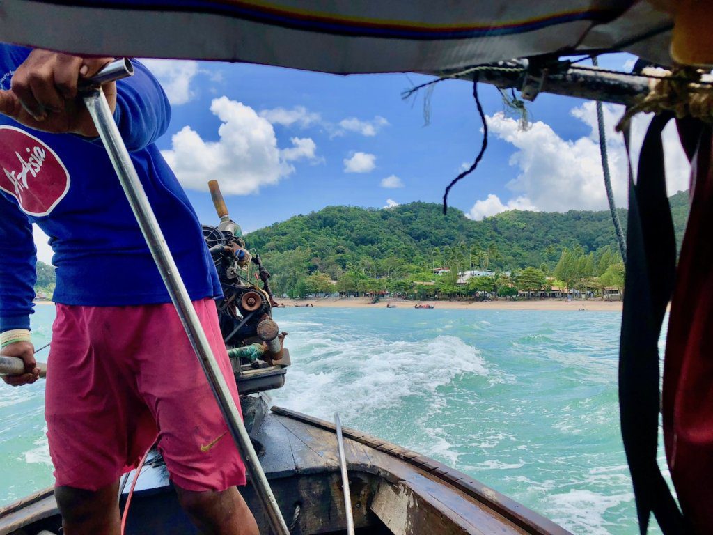 The boat from ao nang beach to railay beach