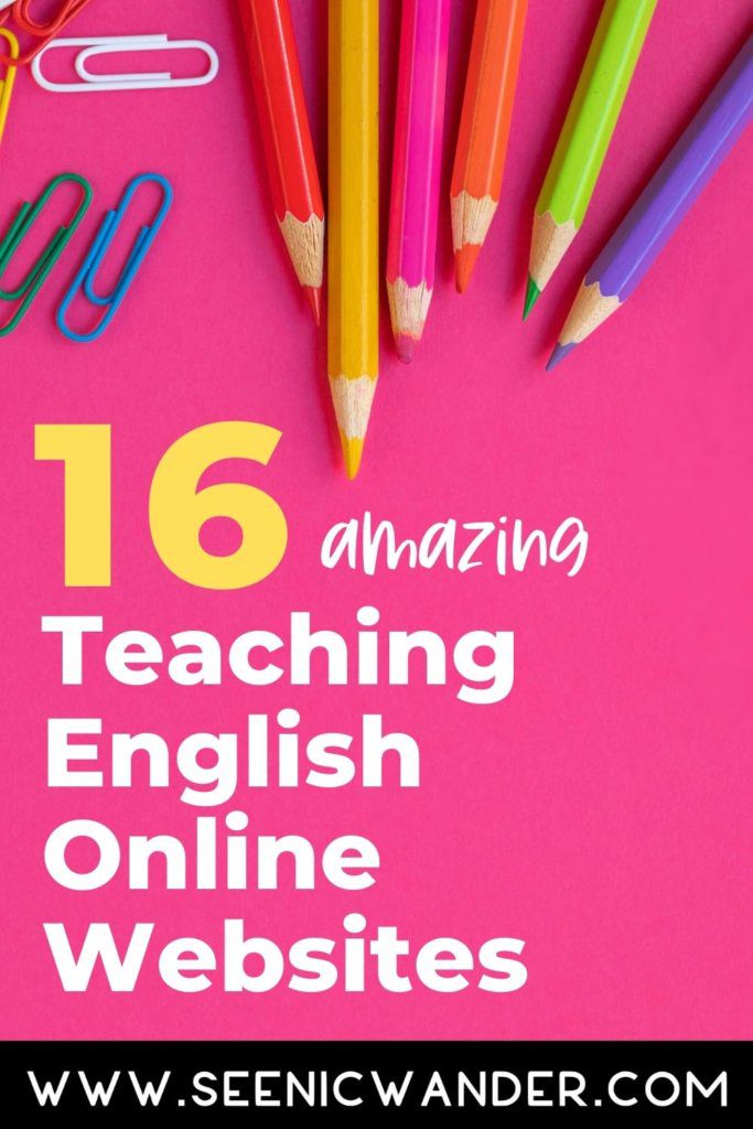 pinterest image that says 16 amazing teaching english online websites