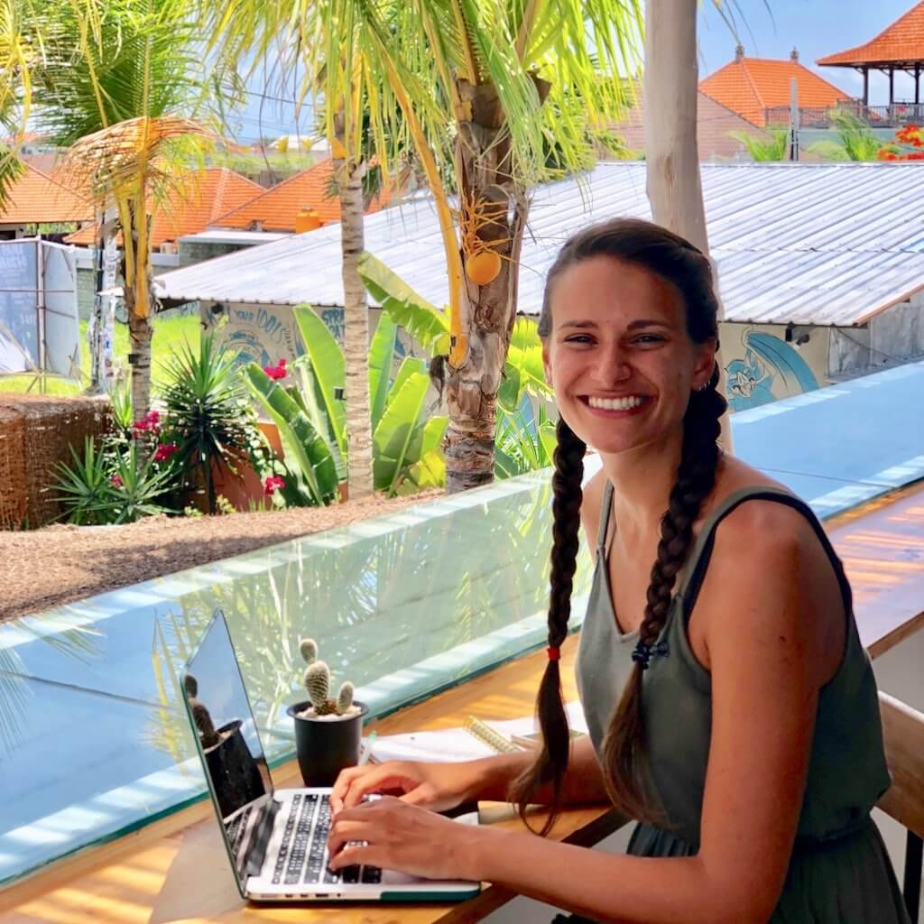 nicola working on a laptop
