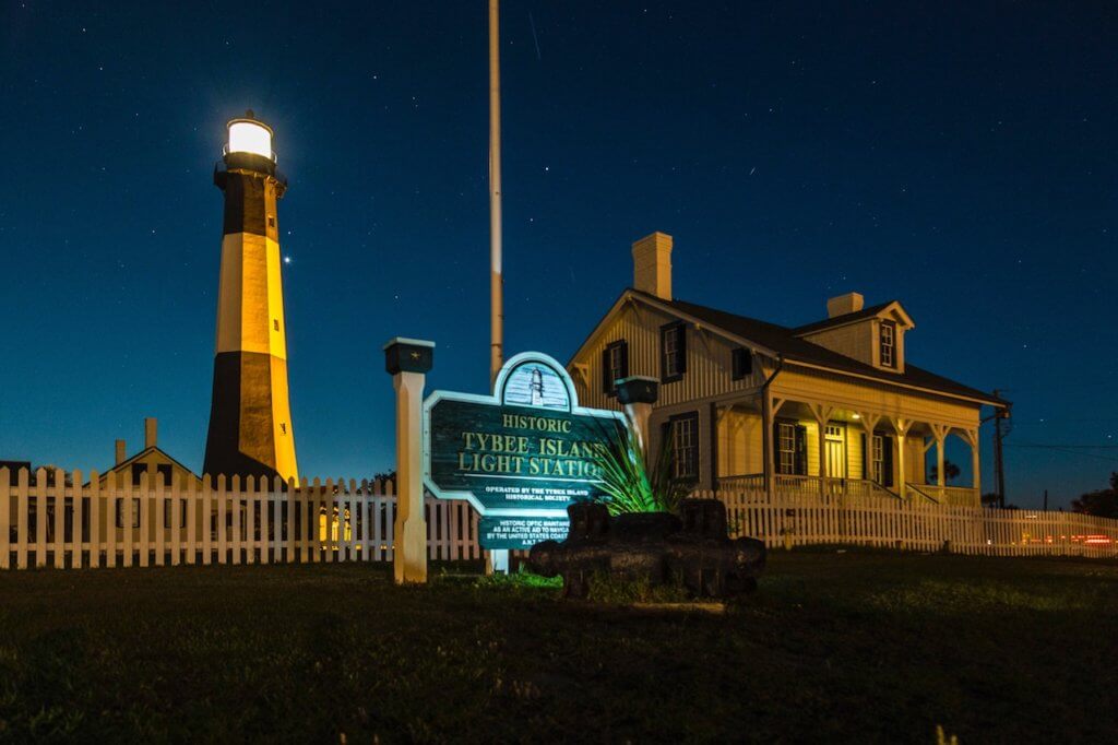 tybee island light station after dark, tybee island makes a great savannah ga day trip