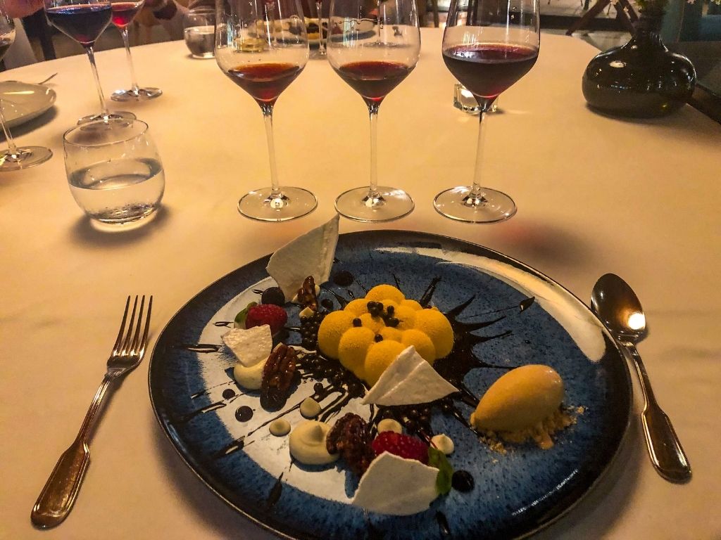 The cheesecake dessert from Barão Fladgate Restaurant and three port tastings