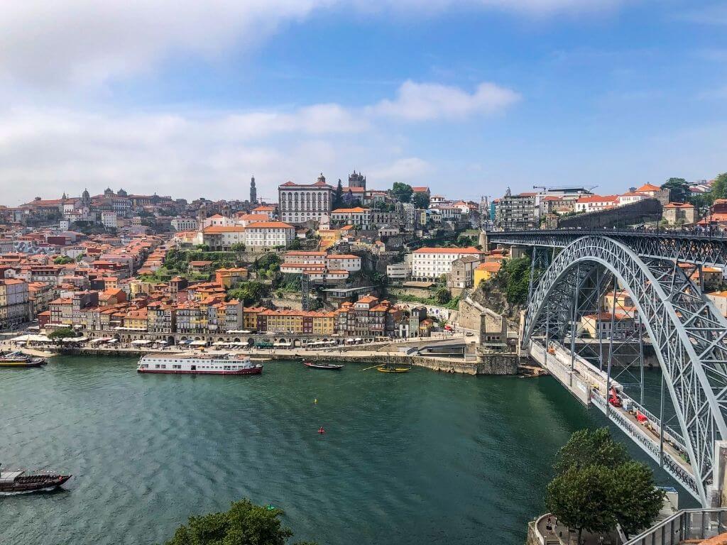 The Porto riverfront with the bridge and boats