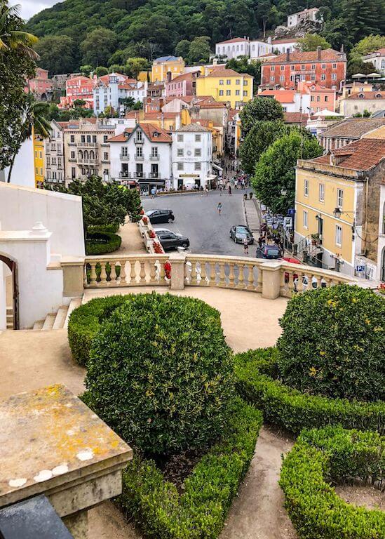 Gardens overlooking Sintra with the village in the background