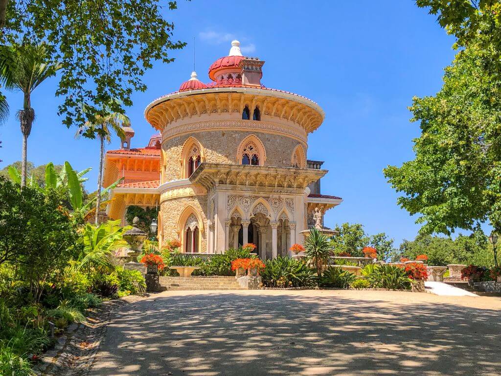 The Palace of Monserrate and surrounding gardens on a sunny day