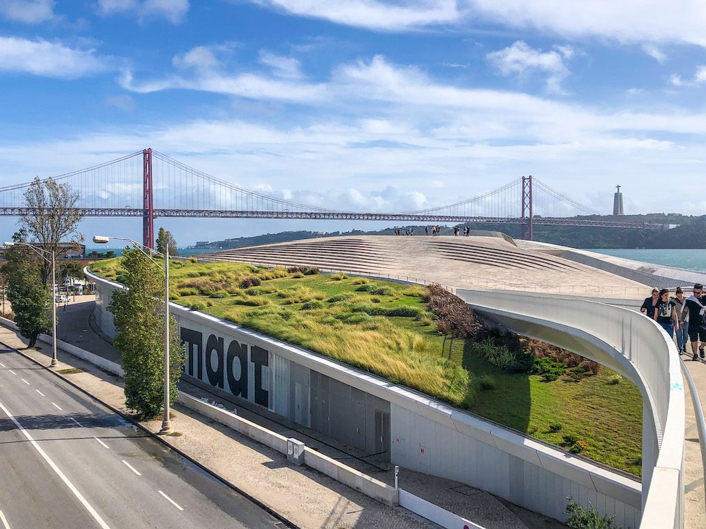 MAAT Lisbon Museum with the bridge in the background