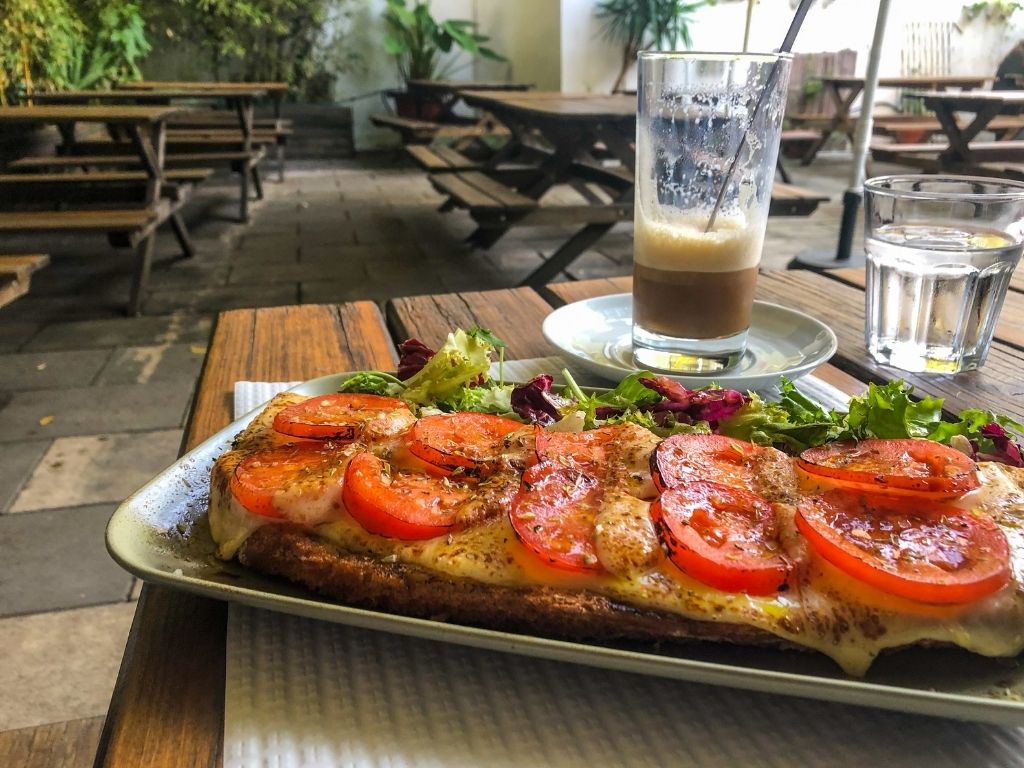  A flatbread and coffee at the Bakery Lounge