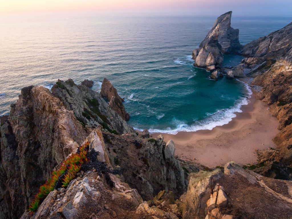An overhead view of Praia da Ursa 