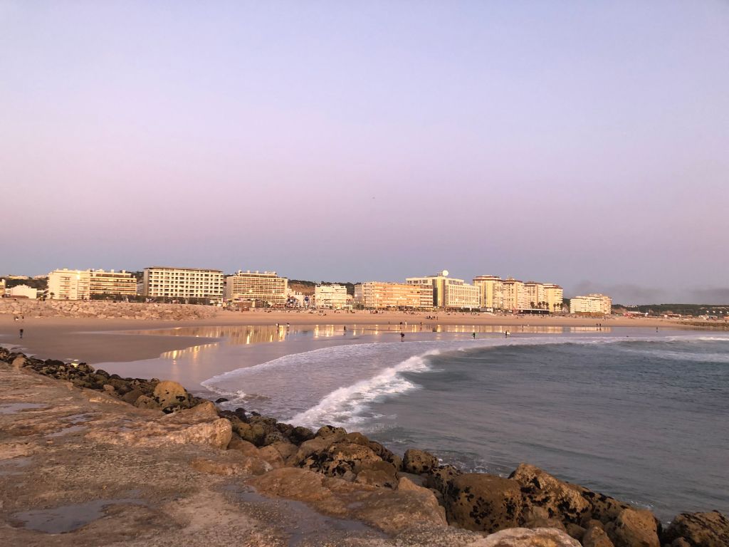The coast at Costa da Caparica Portugal at sunset